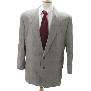 Pal Zileri Mens Virgin Wool Checked Suit Jacket Gray Button Collared Size 56